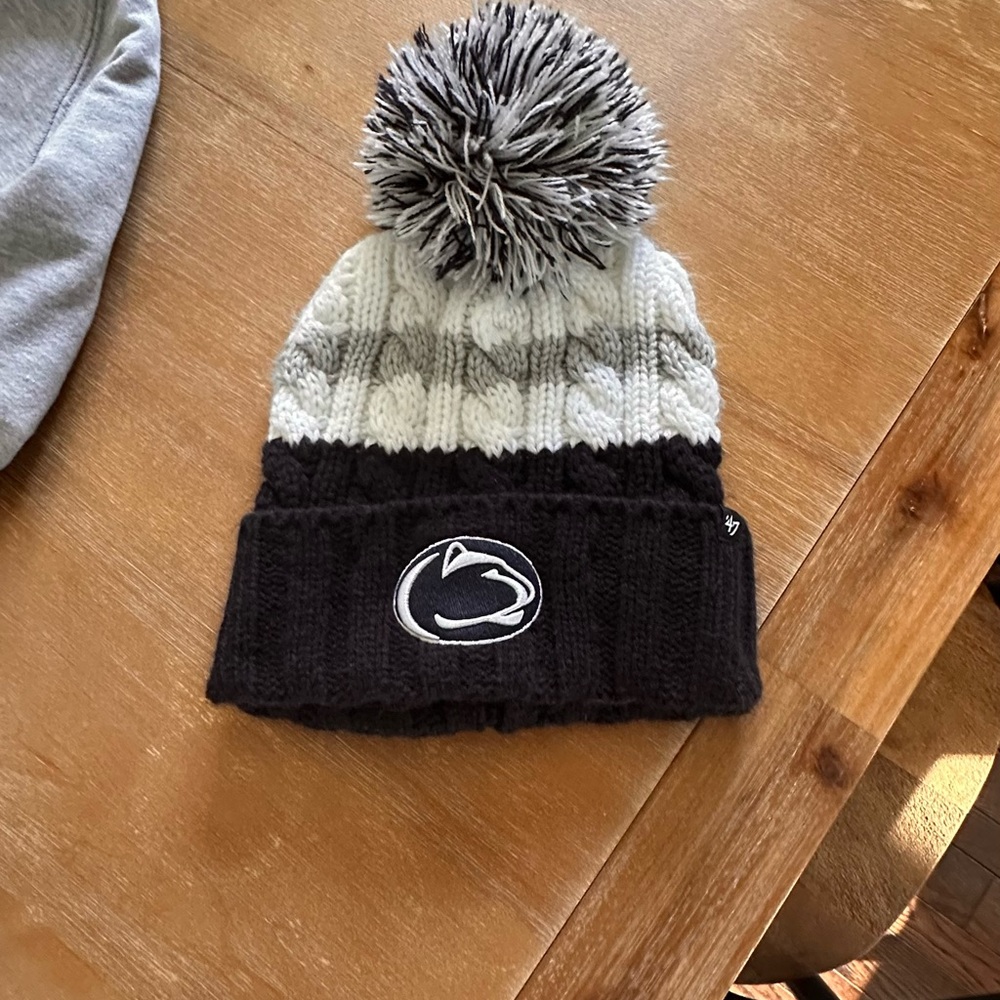 Navy, White and Gray Penn State Nittany Lion Pom-Pom Beanie